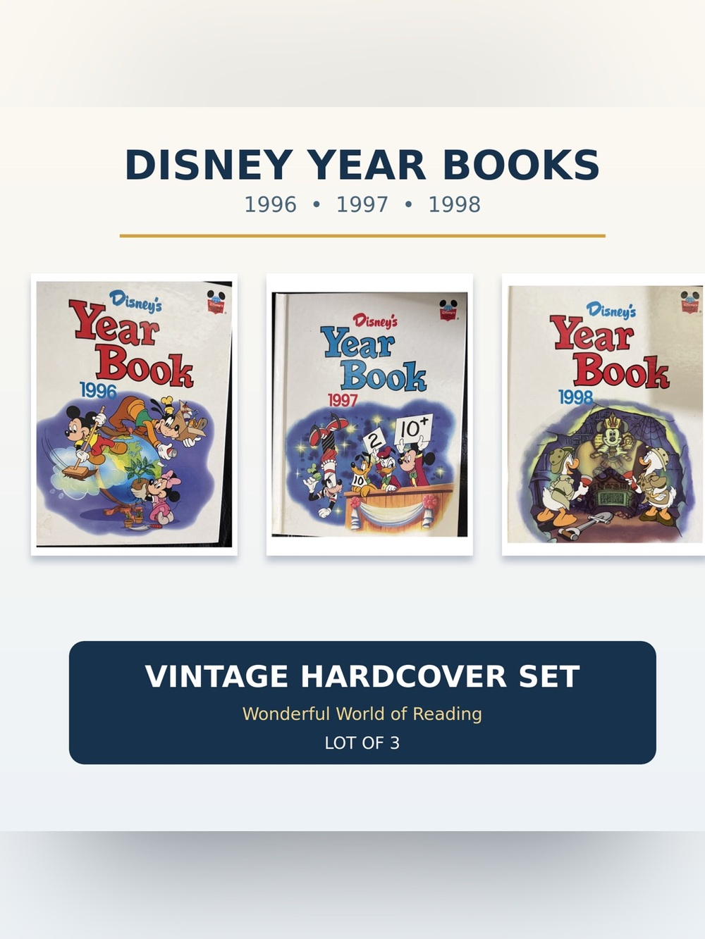 Vintage Disney Year Book Set 1996 1997 1998 Hardcover Books Lot of 3